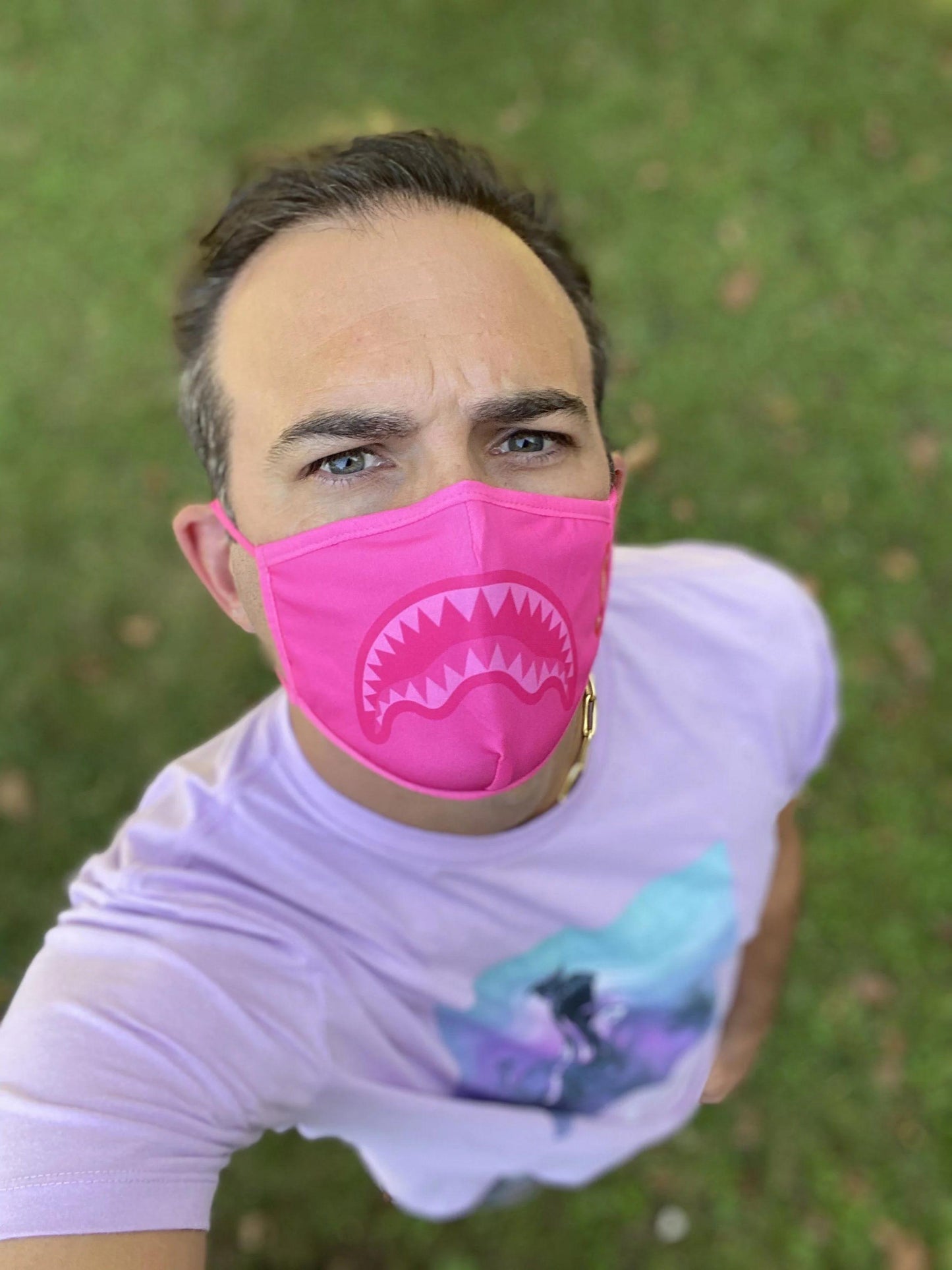ADULT PINK SHARK FORM-FITTING FACE MASK | Sprayground Recommended