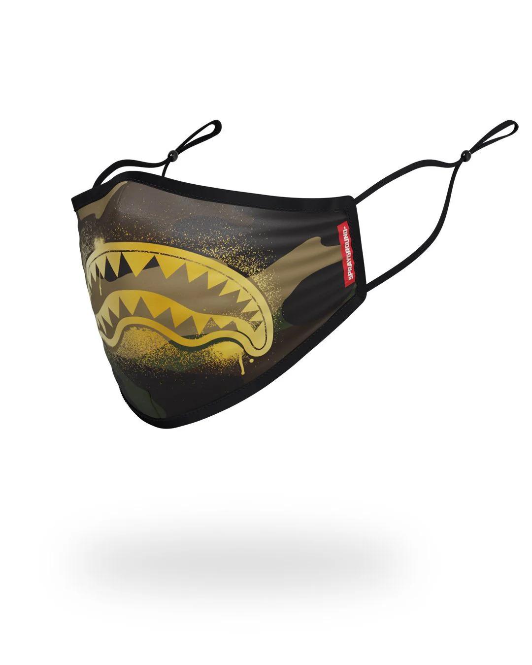 ADULT CAMO GOLD SHARK FORM FITTING FACE MASK | Sprayground Quality