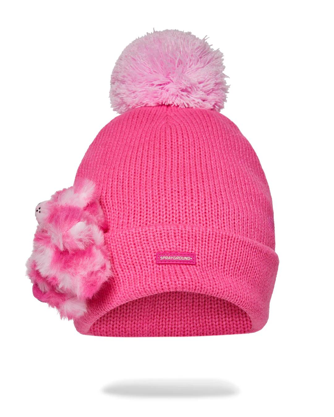 PINK LIL BEAR PUFF BEANIE | Sprayground Signature