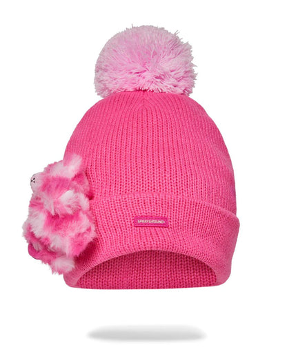 PINK LIL BEAR PUFF BEANIE | Sprayground Signature