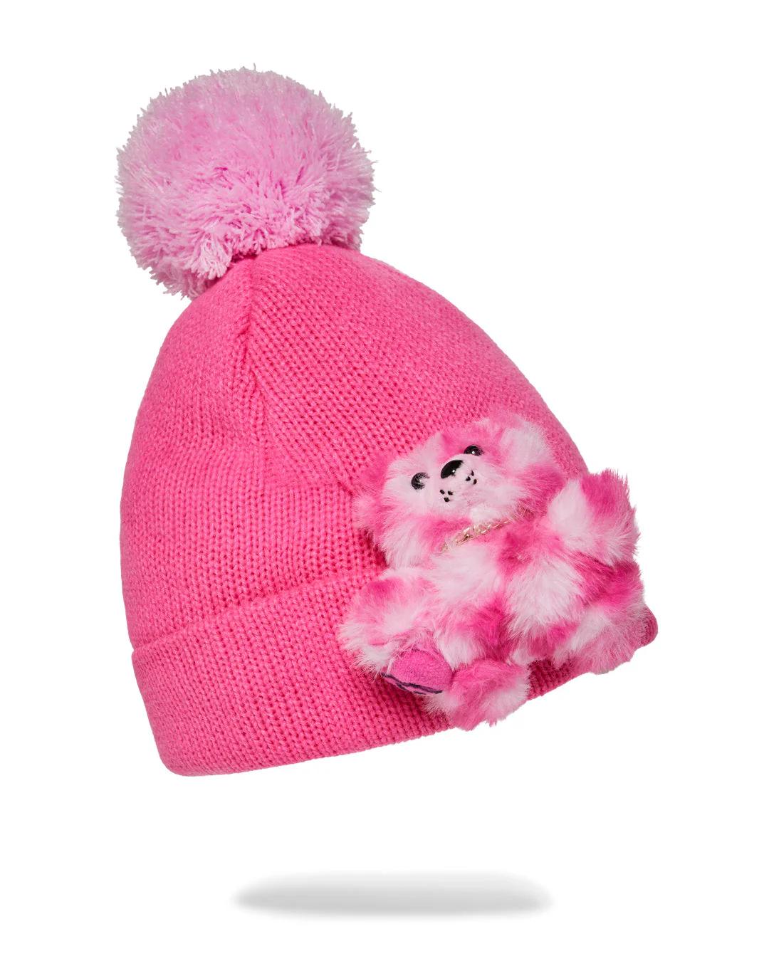 PINK LIL BEAR PUFF BEANIE | Sprayground Signature