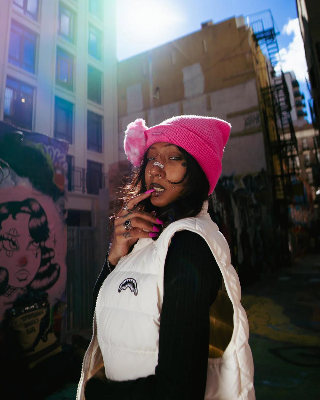 PINK LIL BEAR PUFF BEANIE | Sprayground Signature