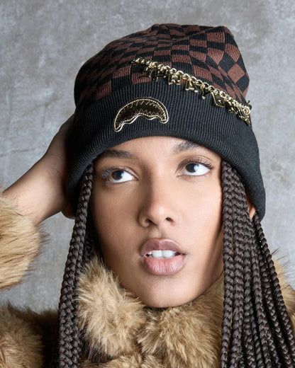 GOLD CHAIN CHECK BEANIE | Sprayground Essential