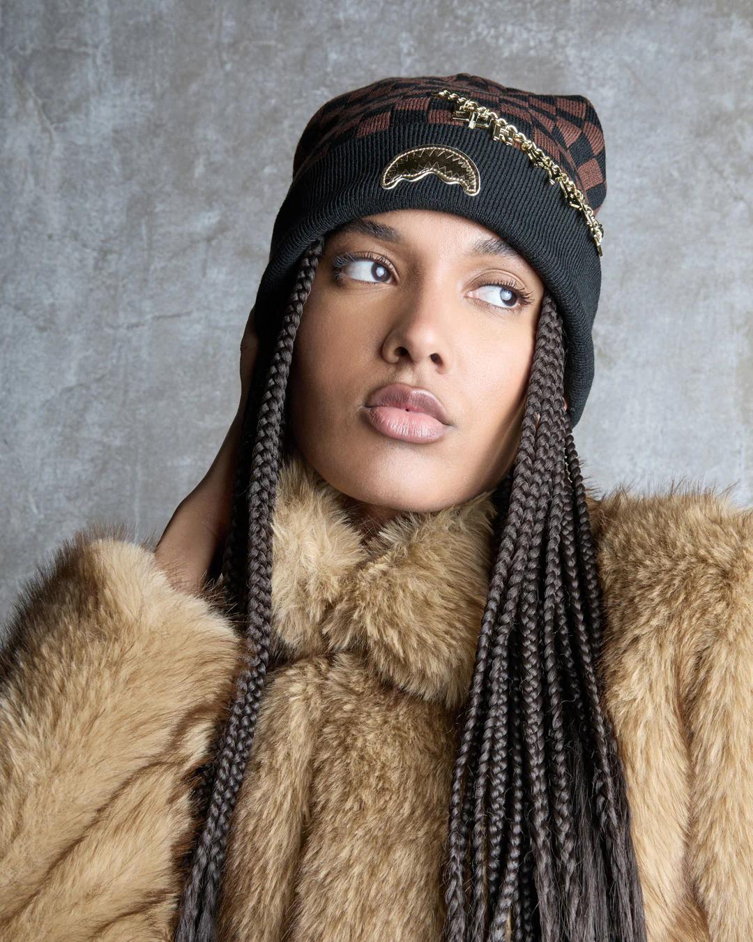 GOLD CHAIN CHECK BEANIE | Sprayground Essential