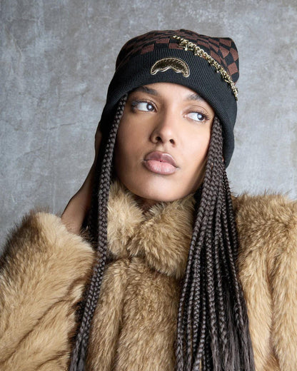 GOLD CHAIN CHECK BEANIE | Sprayground Essential