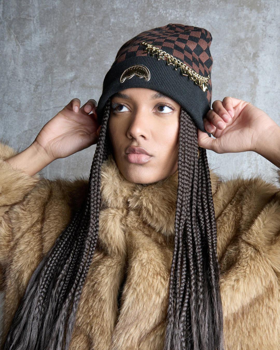 GOLD CHAIN CHECK BEANIE | Sprayground Essential