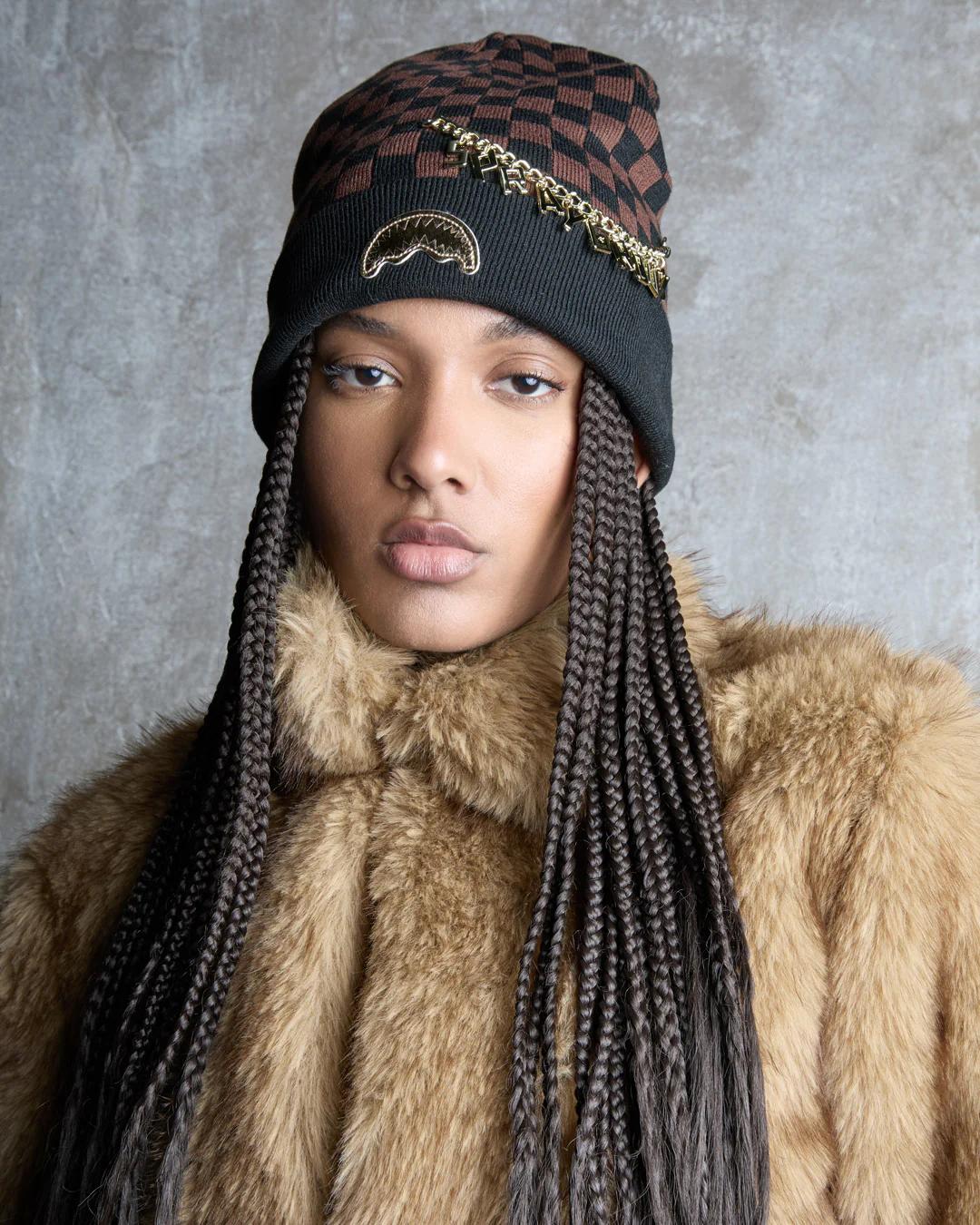 GOLD CHAIN CHECK BEANIE | Sprayground Essential