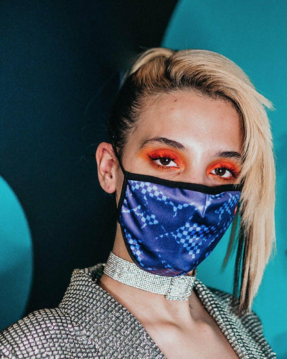 SHARK CHECK (BLUE) FACE MASK | Sprayground Trending