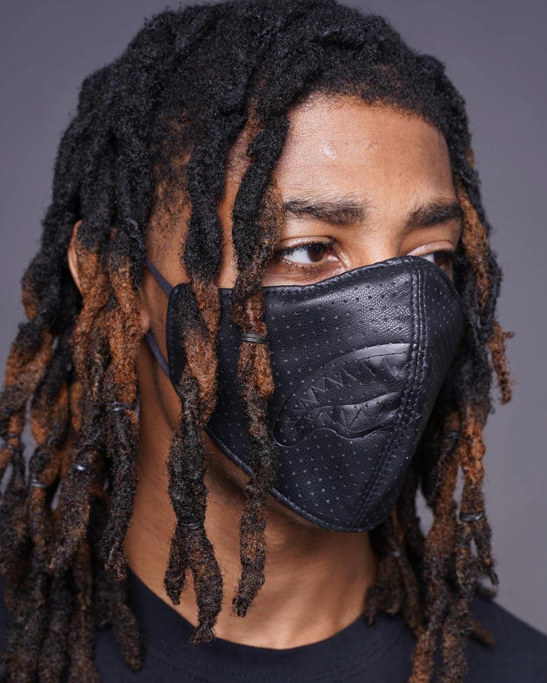 MIDNIGHT SHARK VEGAN LEATHER FACEMASK | Sprayground Quality
