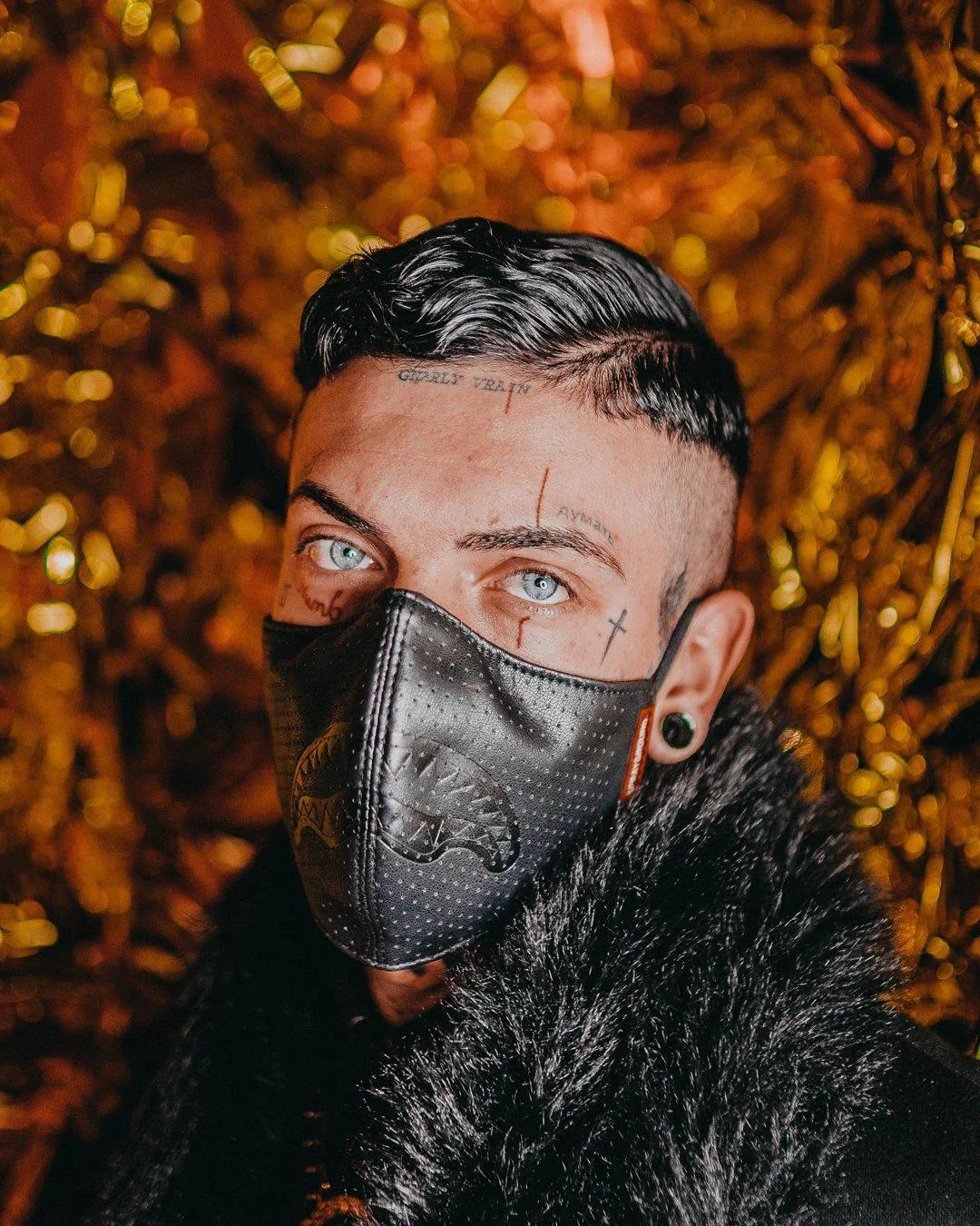 MIDNIGHT SHARK VEGAN LEATHER FACEMASK | Sprayground Quality