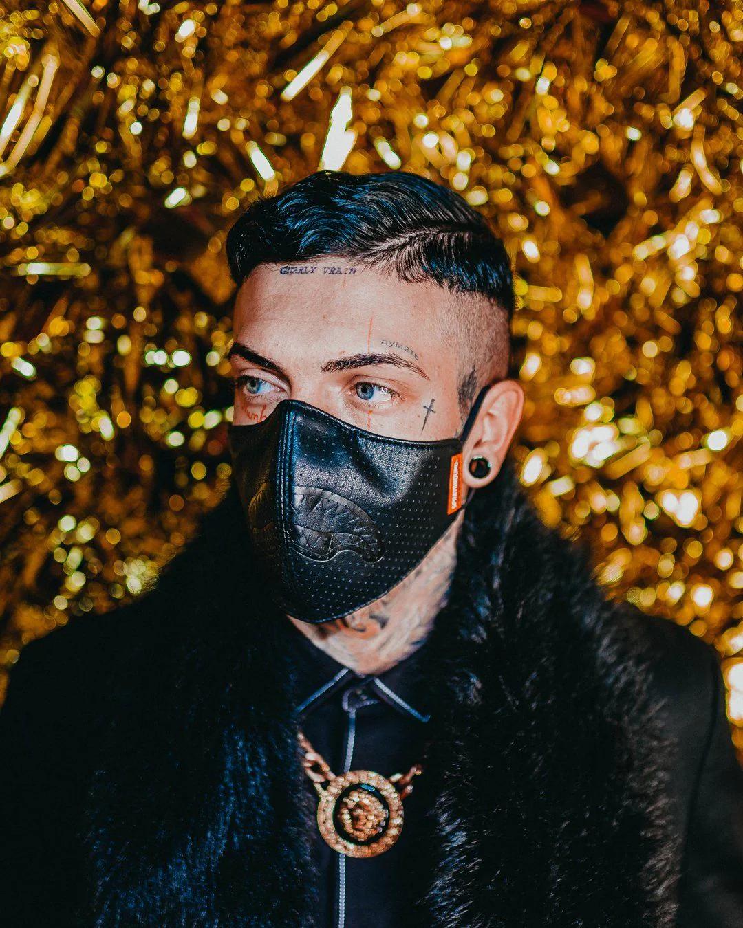 MIDNIGHT SHARK VEGAN LEATHER FACEMASK | Sprayground Quality