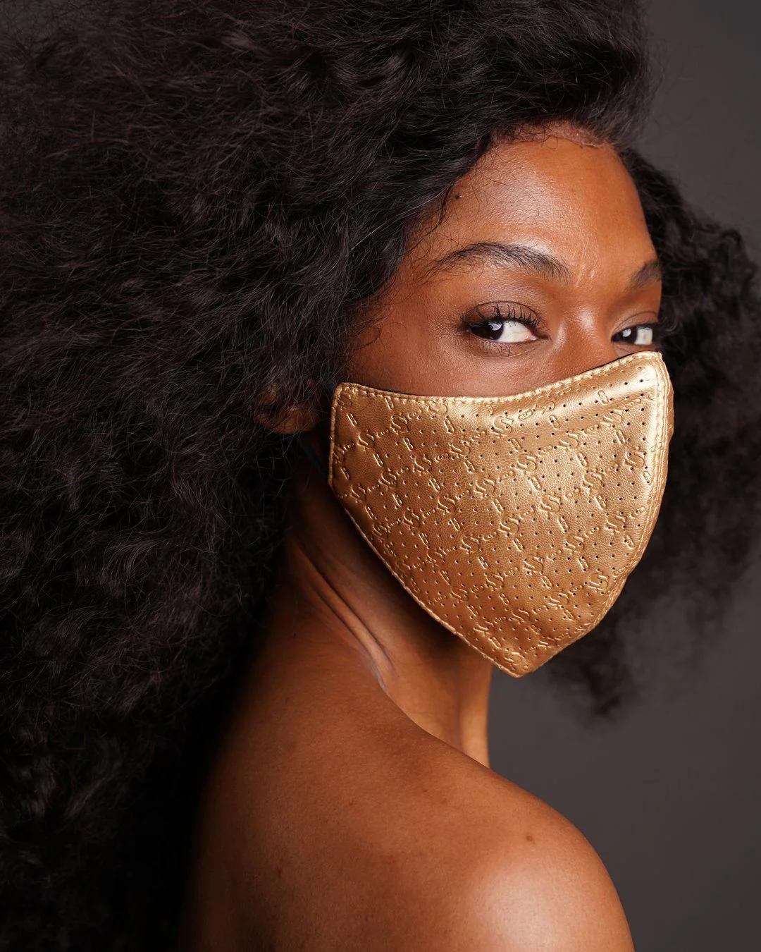 GOLD MONEY PATTERN VEGAN LEATHER FACE MASK | Sprayground Premium