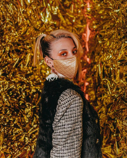 GOLD MONEY PATTERN VEGAN LEATHER FACE MASK | Sprayground Premium