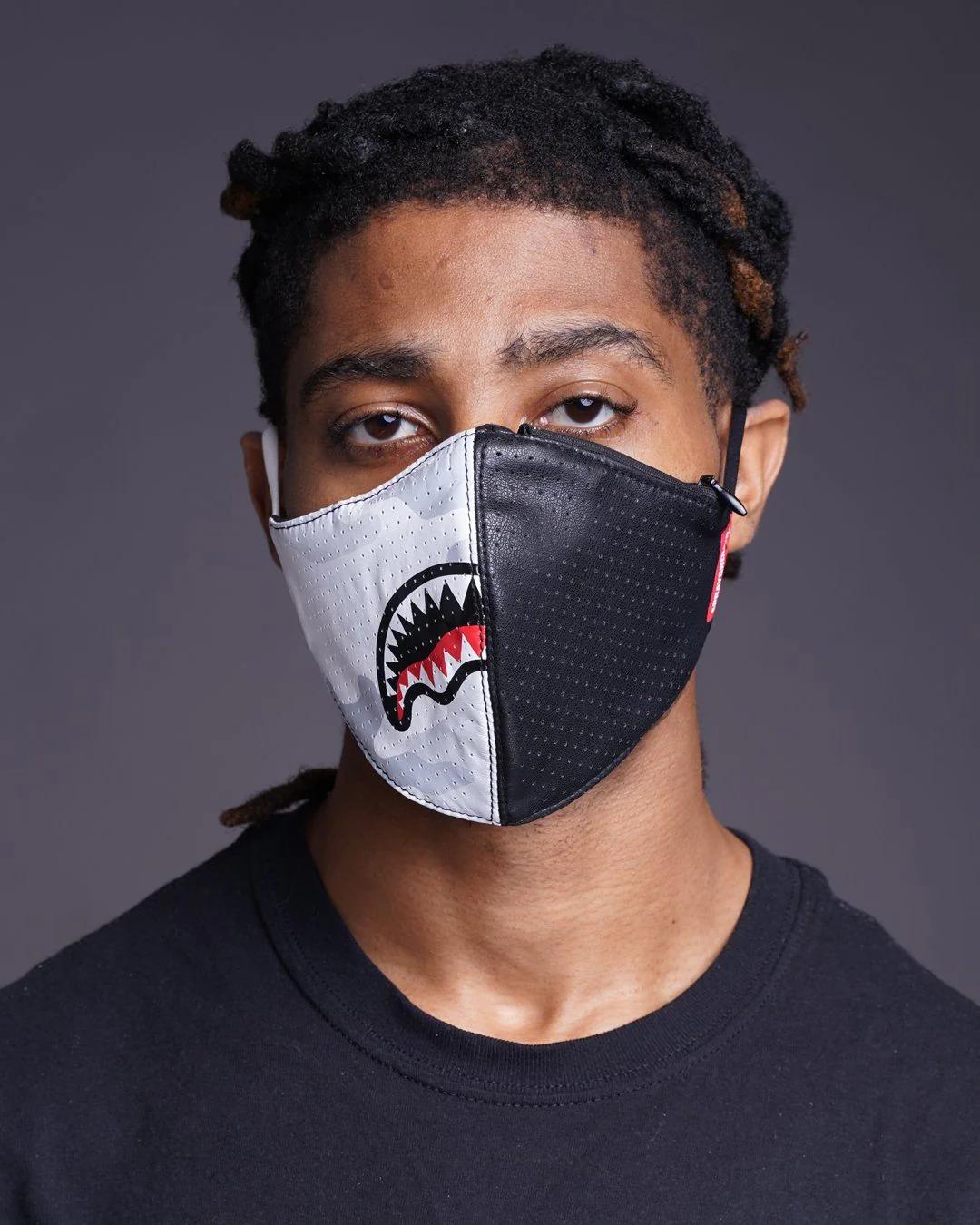 DAMAGE CONTROL STASH POCKET VEGAN LEATHER FACE MASK | Sprayground Featured