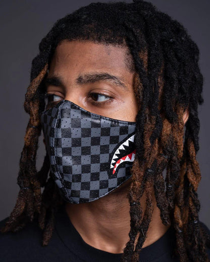 SHARKS IN PARIS (GRAY) VEGAN LEATHER FACE MASK | Sprayground Popular