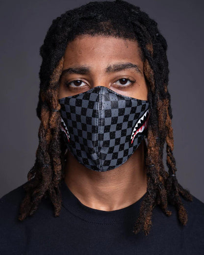 SHARKS IN PARIS (GRAY) VEGAN LEATHER FACE MASK | Sprayground Popular