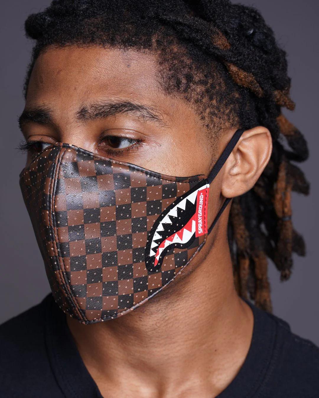 SHARKS IN PARIS VEGAN LEATHER FACE MASK | Sprayground Trending