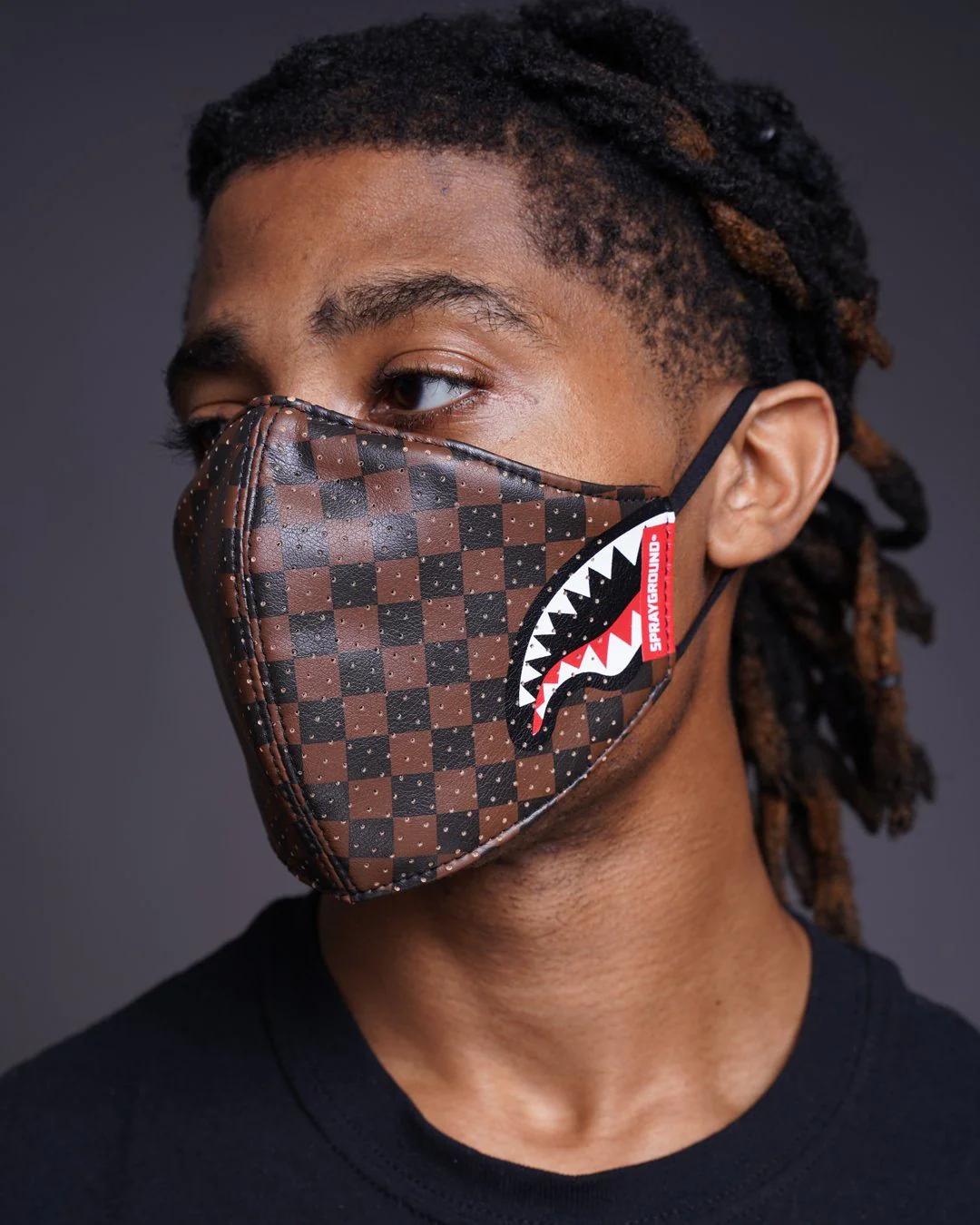 SHARKS IN PARIS VEGAN LEATHER FACE MASK | Sprayground Trending