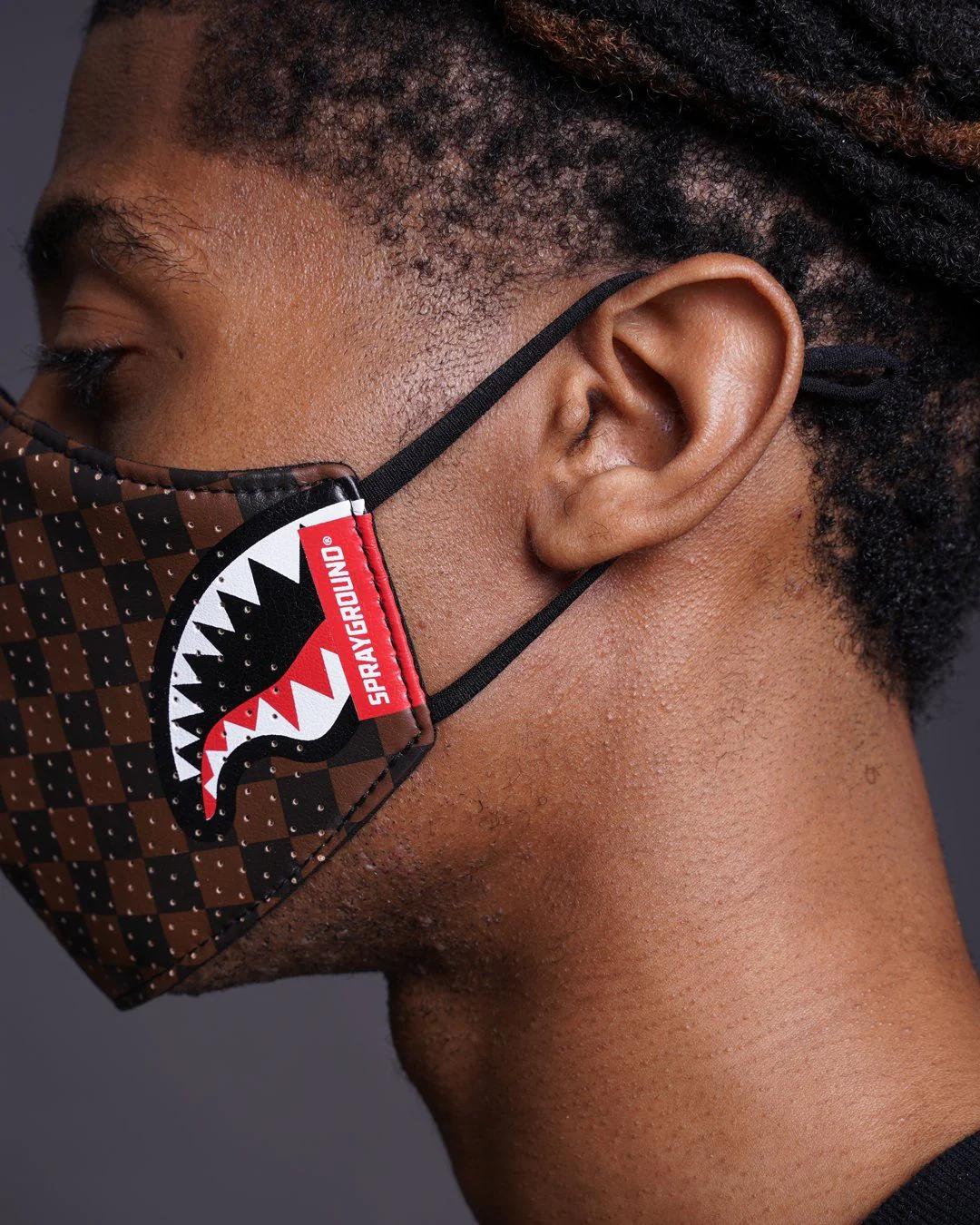 SHARKS IN PARIS VEGAN LEATHER FACE MASK | Sprayground Trending