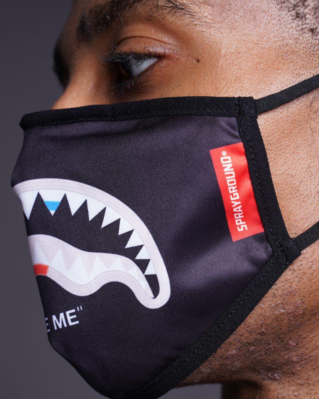 BITE ME SHARK (BLK) POLYESTER FACE MASK | Sprayground Classic