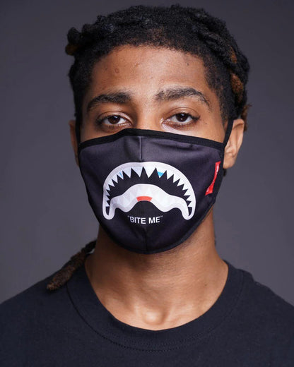 BITE ME SHARK (BLK) POLYESTER FACE MASK | Sprayground Classic