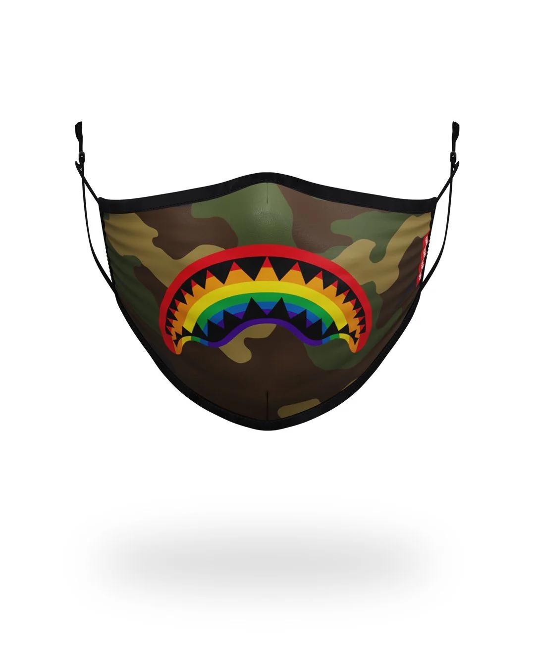 ADULT RAINBOW SHARK FORM FITTING FACE MASK | Sprayground Value