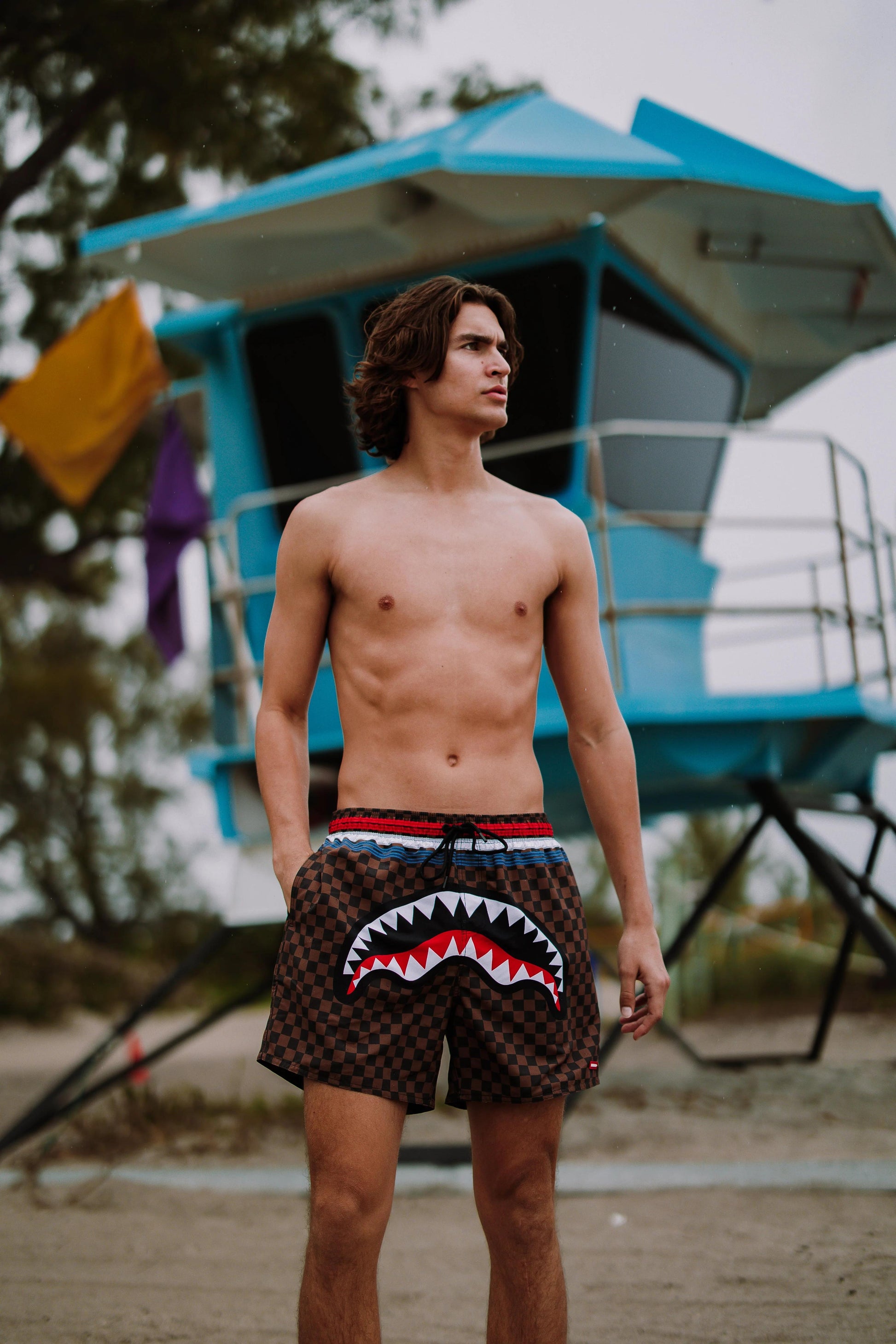 SHARKS IN PARIS GT SWIM SHORTS | Sprayground Everyday