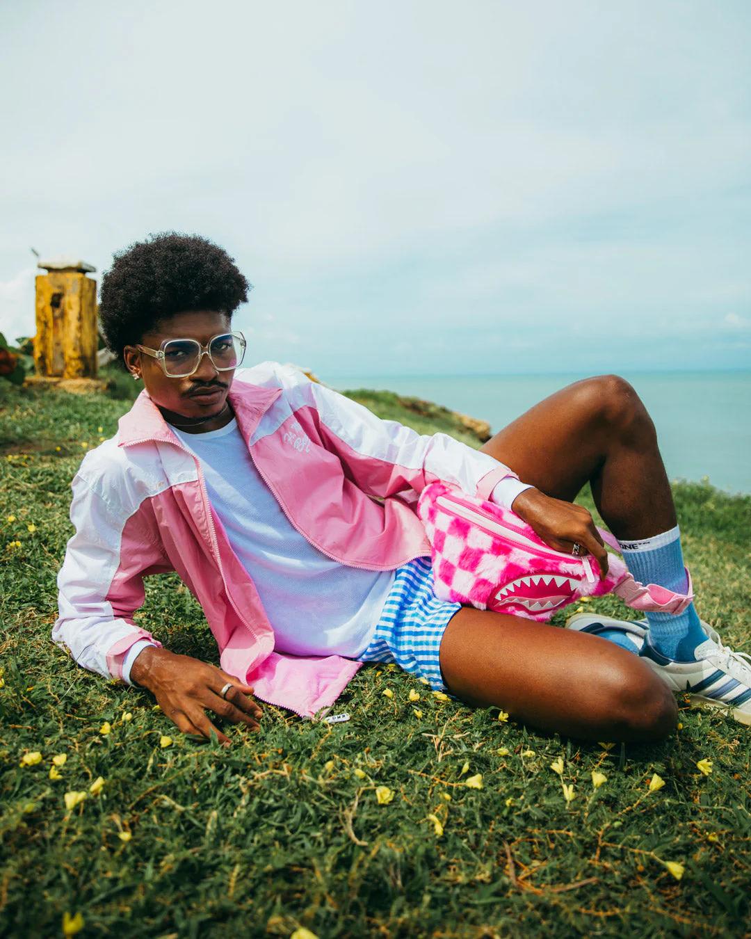 FURZILLA SHARK (PINK CHECK) SAVVY CROSSBODY | Sprayground Everyday
