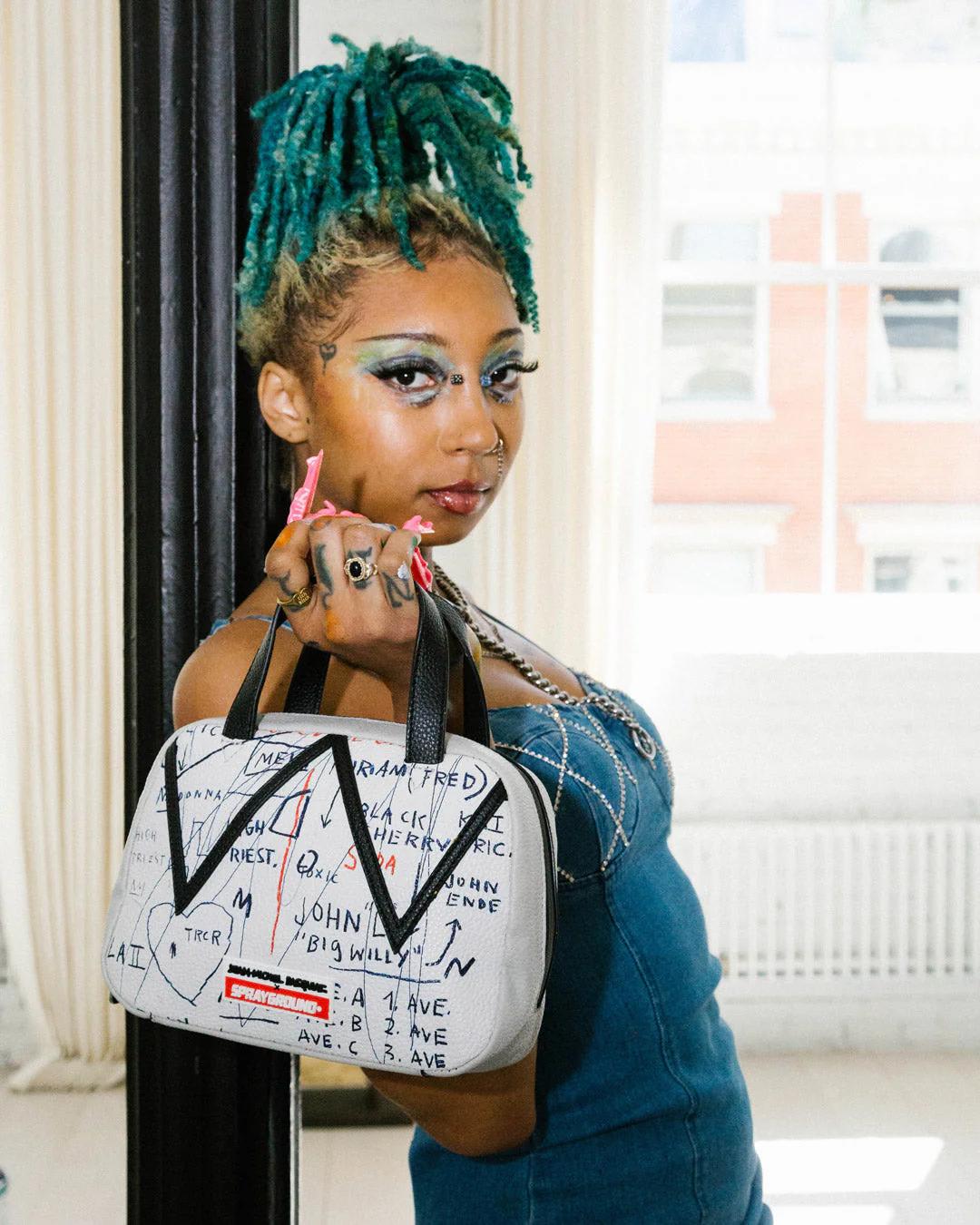 OFFICIAL BASQUIAT UNTITLED (CHEESE POPCORN) 1983 HANDBAG | Sprayground Essential