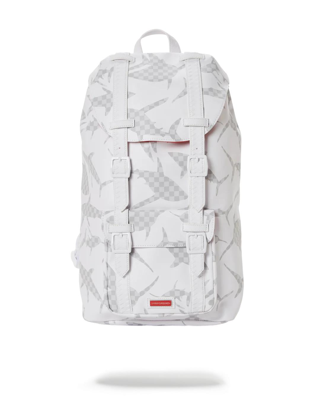 SHARK CHECK (WHITE) HILLS BACKPACK | Sprayground Featured