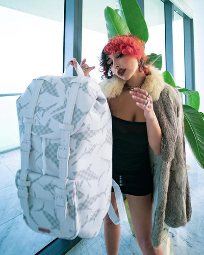 SHARK CHECK (WHITE) HILLS BACKPACK | Sprayground Featured