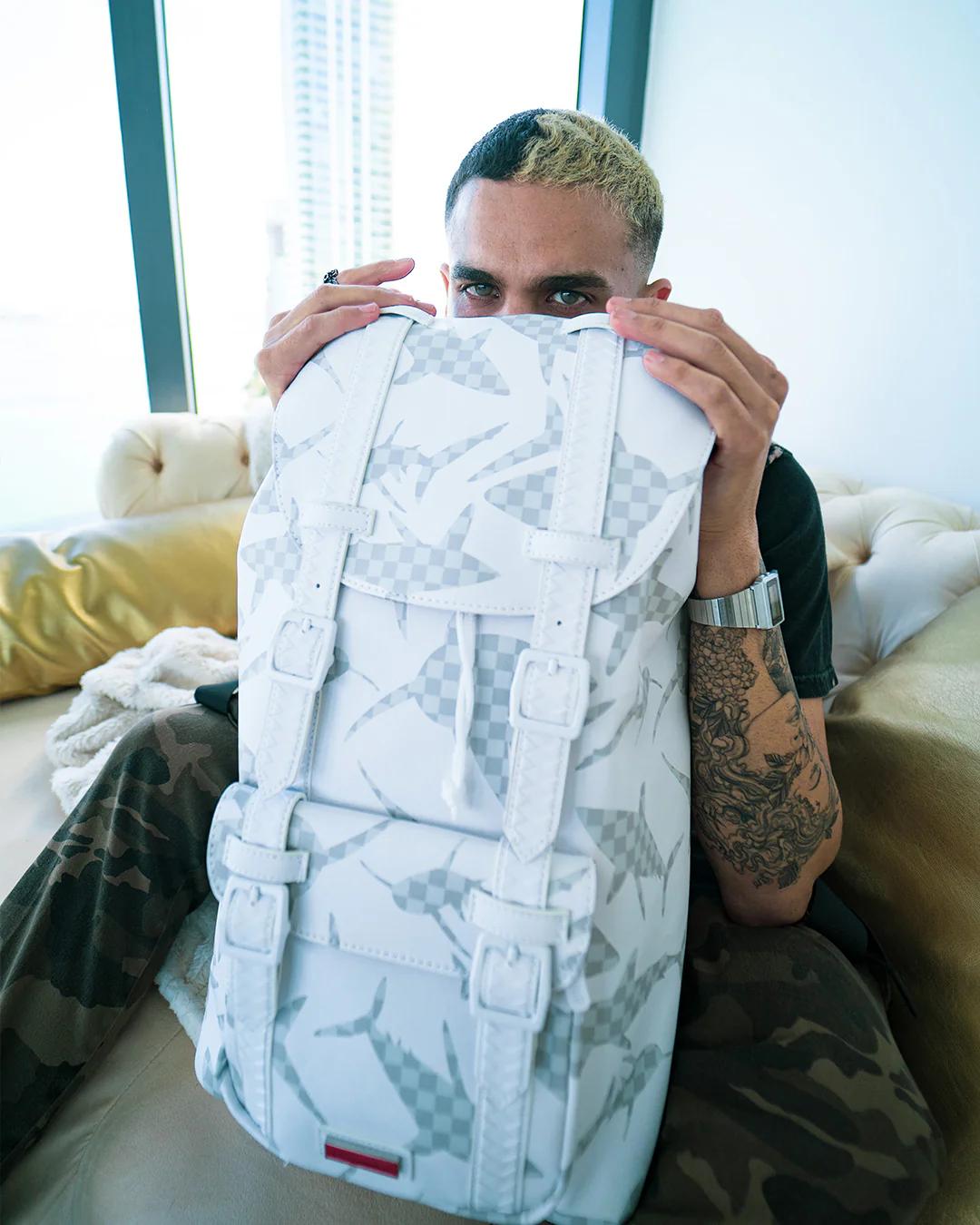 SHARK CHECK (WHITE) HILLS BACKPACK | Sprayground Featured