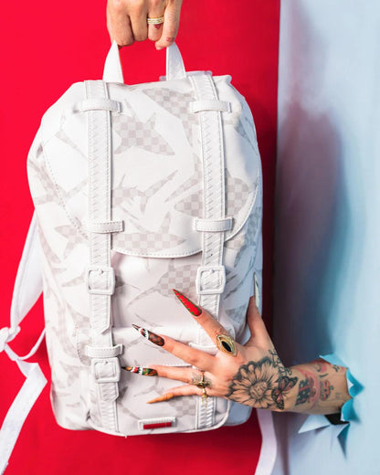 SHARK CHECK (WHITE) HILLS BACKPACK | Sprayground Featured