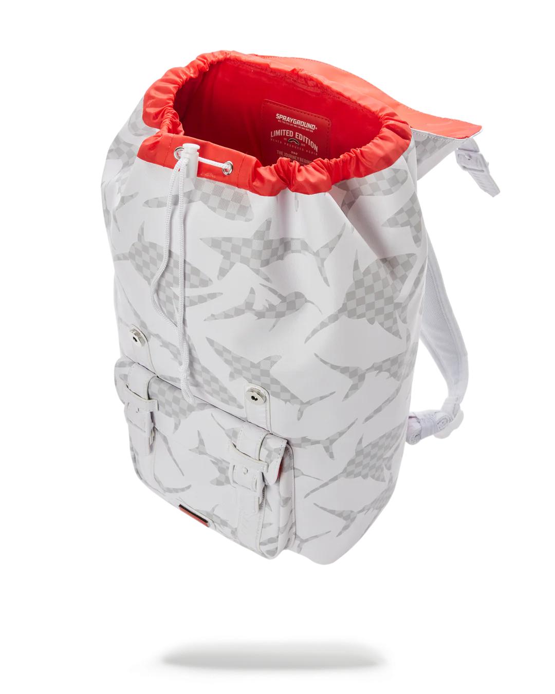 SHARK CHECK (WHITE) HILLS BACKPACK | Sprayground Featured