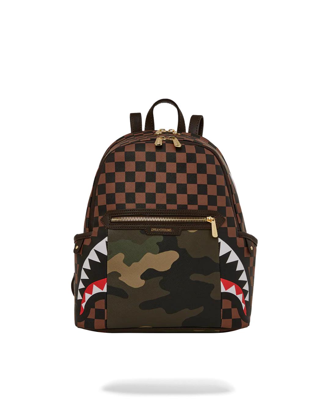 EXTERIOR GOLD ZIP POCKET SHARKS IN PARIS SAVAGE BACKPACK | Sprayground Classic