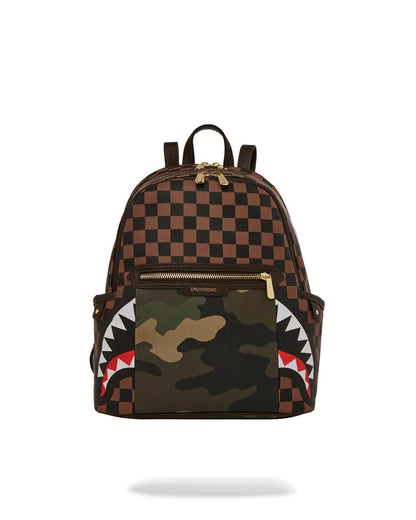 EXTERIOR GOLD ZIP POCKET SHARKS IN PARIS SAVAGE BACKPACK | Sprayground Classic
