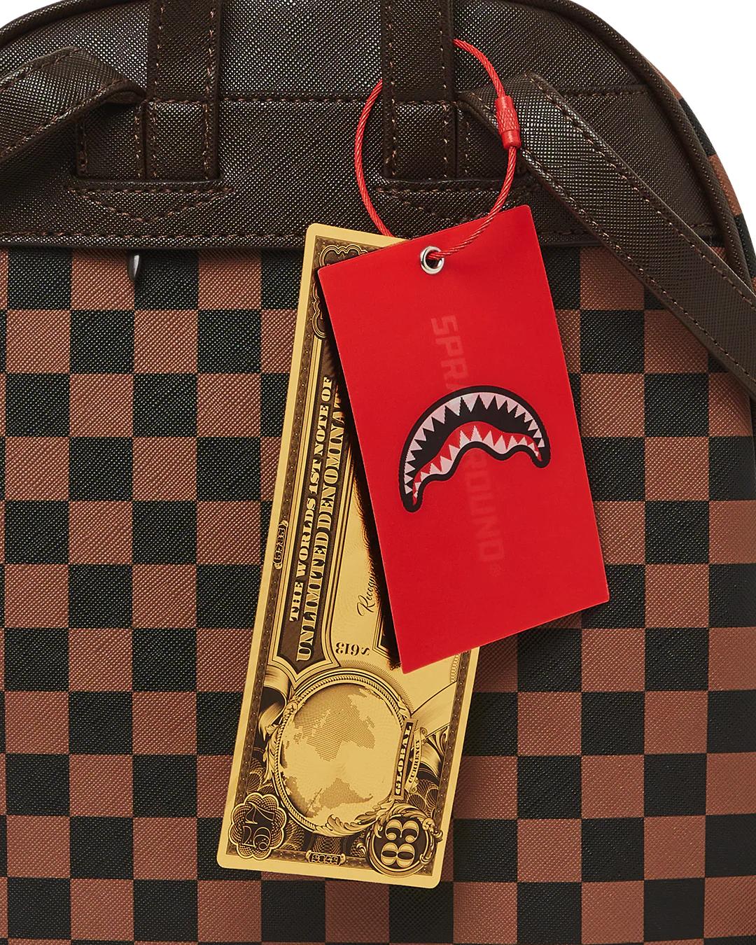 EXTERIOR GOLD ZIP POCKET SHARKS IN PARIS SAVAGE BACKPACK | Sprayground Classic