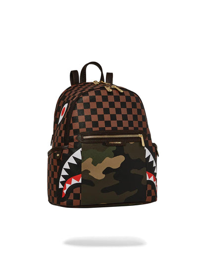 EXTERIOR GOLD ZIP POCKET SHARKS IN PARIS SAVAGE BACKPACK | Sprayground Classic