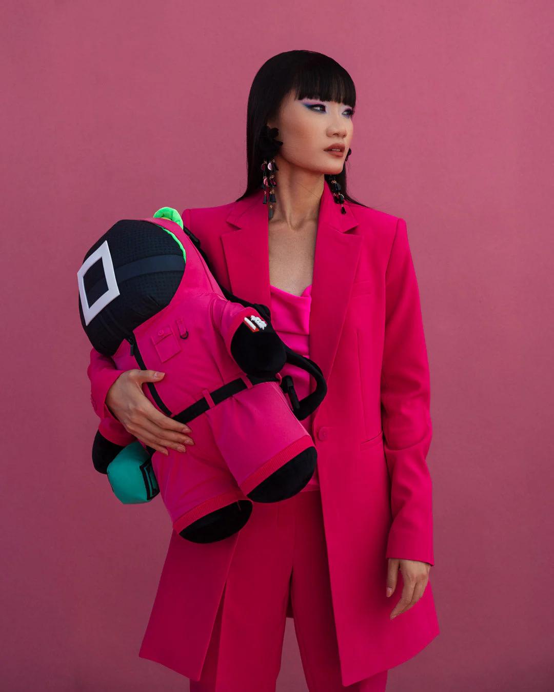 SQUID GAME COLLAB PINK SOLDIERS BEAR BACKPACK | Sprayground Signature