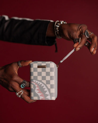 KNIT SHARKS IN PARIS IN CREAM WALLET | Sprayground Featured