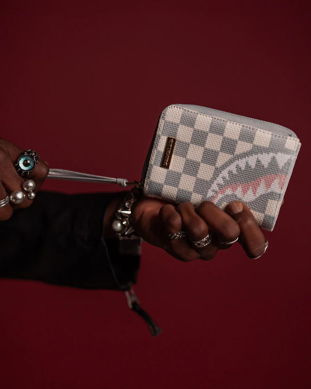 KNIT SHARKS IN PARIS IN CREAM WALLET | Sprayground Featured
