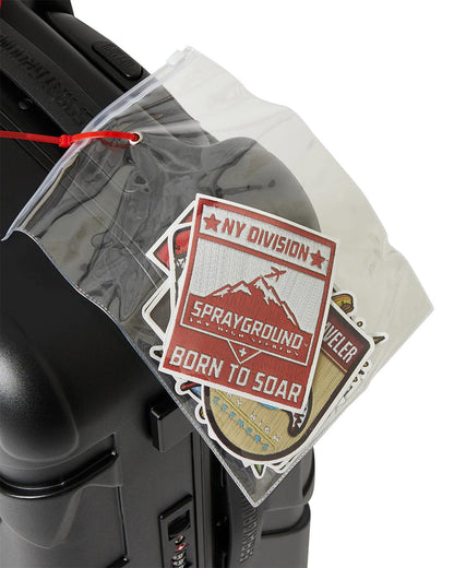 THE JOURNEY BEGINS SHARKITECTURE CARRY-ON LUGGAGE BLACK WITH EXTRA STI | Sprayground Essential