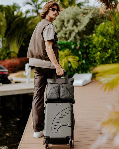 REALITY CHECK SHARKITECTURE CARRY-ON JETBLACK LUGGAGE (GOLD HARDWARE) | Sprayground Everyday