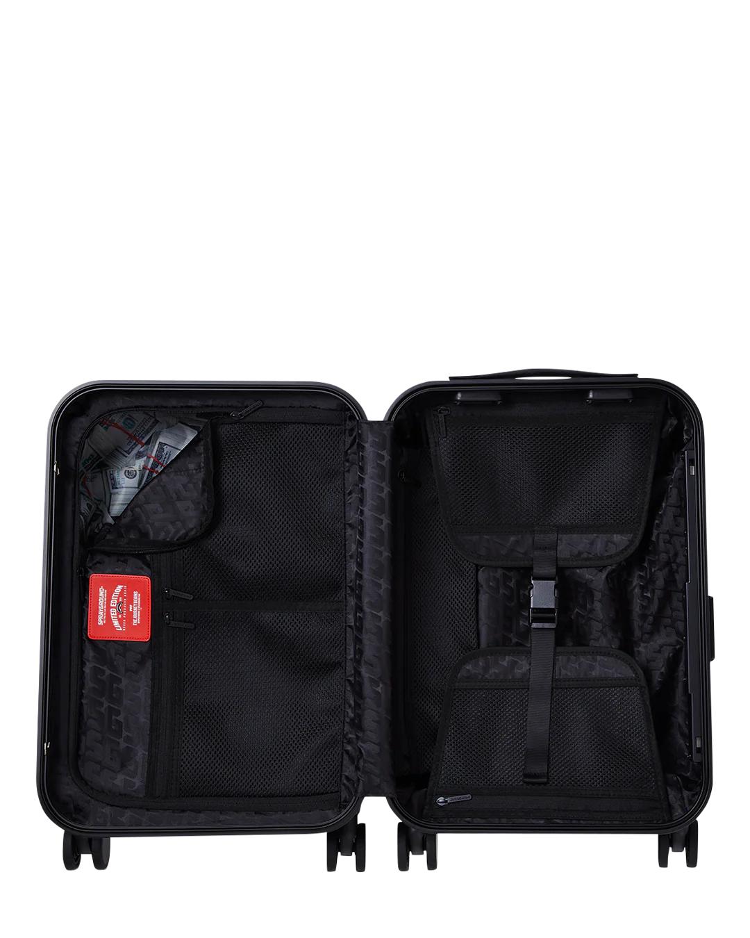 REALITY CHECK SHARKITECTURE CARRY-ON JETBLACK LUGGAGE (GOLD HARDWARE) | Sprayground Everyday