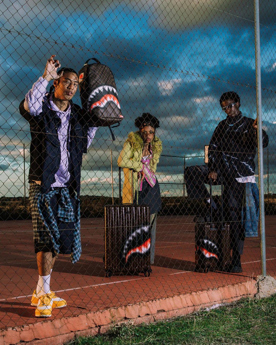 SHARKS IN PARIS BLUR EFFECT FULL SIZE LUGGAGE | Sprayground Value