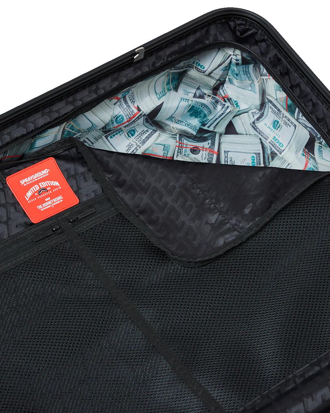 REALITY CHECK SHARKITECTURE FULL-SIZE JETBLACK LUGGAGE (GOLD HARDWARE) | Sprayground Latest