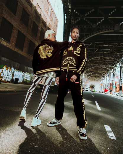 A.I.9 AFRICAN INTELLIGENCE GUILDED LEOPARD - SANDFLOWER COLLAB VARSITY | Sprayground Featured