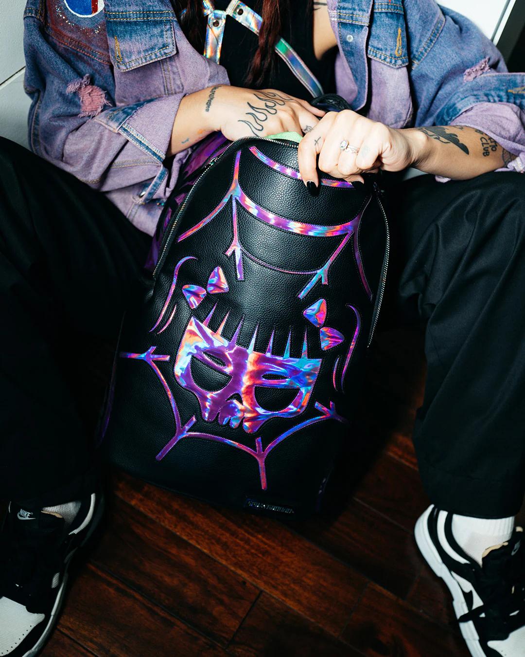 CAZZU IRIDESCENT CUT & SEW SPIDER SKULL SHARK BACKPACK (DLXV) | Sprayground Essential