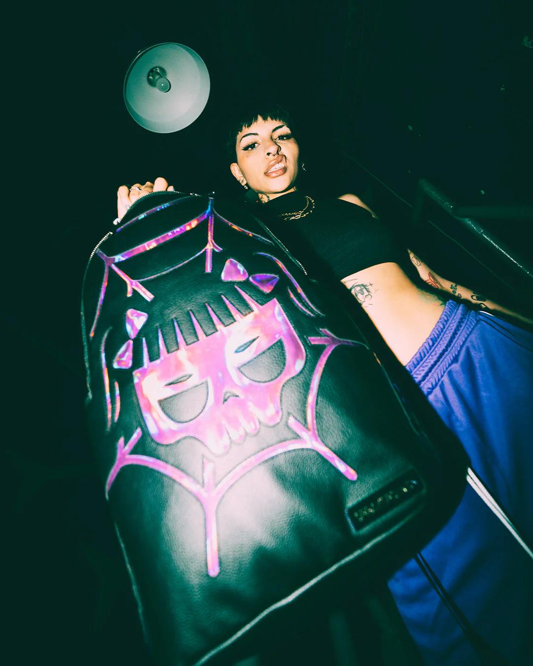 CAZZU IRIDESCENT CUT & SEW SPIDER SKULL SHARK BACKPACK (DLXV) | Sprayground Essential