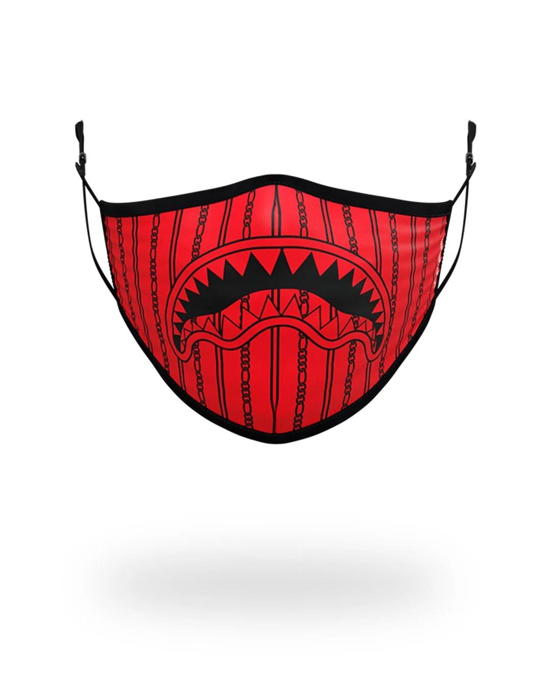 ADULT REVERSE SHARKS IN PARIS (RED) FORM FITTING FACE MASK | Sprayground Classic